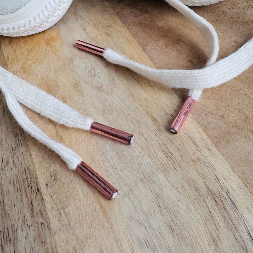 Converse Low Top Sneakers in White with Rose Gold Eyelets - Picture 12 of 14